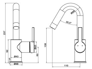 Смеситель для раковины Swedbe Diana 1012B чёрный